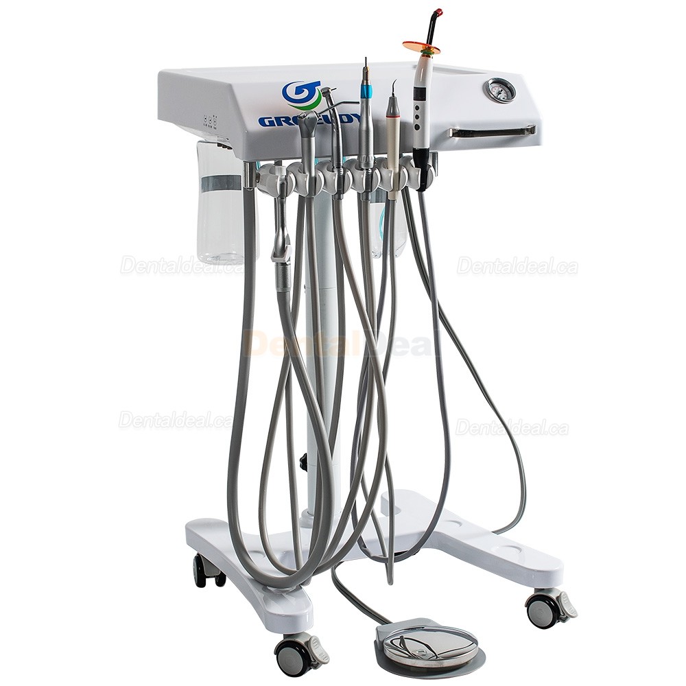 GREELOY&reg;GU-P302 Mobile Dental Delivery System Cart Unit + Curing Light + Scaler Handpiece + Fiber Optic